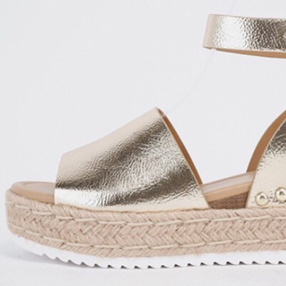 NEW COLOR ALERT! Soda Topic Gold Sandal Espadrille - Picture 3 of 4